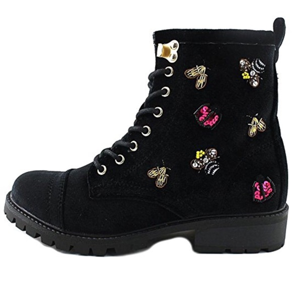 Betsey Johnson Shoes - Betsey Johnson Bugsy Velvet Combat Boots Size 6